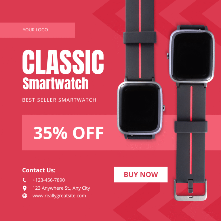 Red Black Smart Wrist Watch Sale Promotion Instagram Post (2)