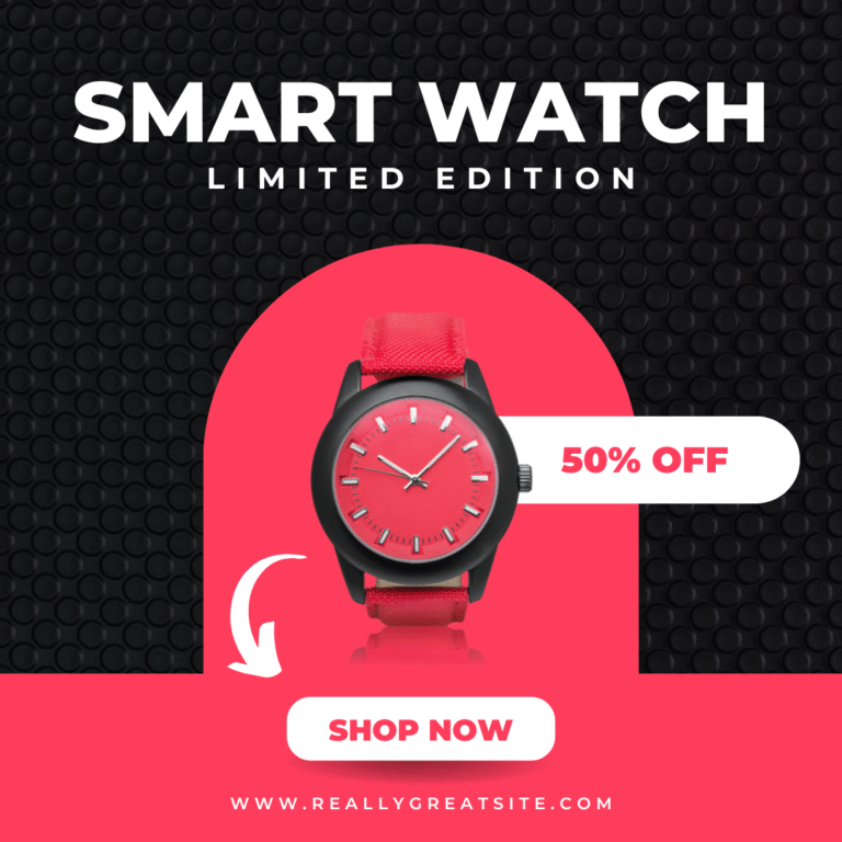 Red Black Smart Wrist Watch Sale Promotion Instagram Post